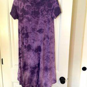 LulaRoe Carly size small purple tie dye t-shirt dress worn once